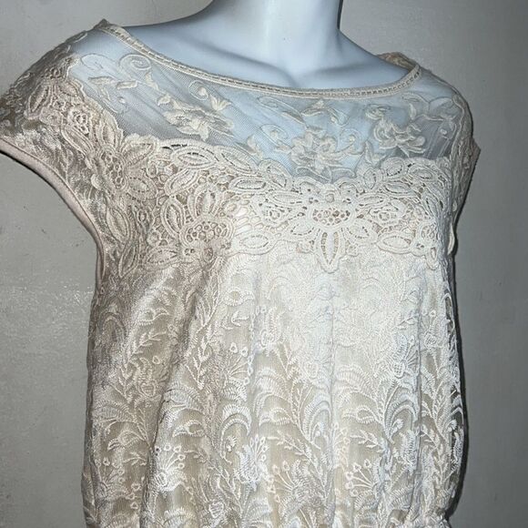 MOLLY BRACKEN Off White Lace Knee Length Dress-L NWT - Picture 2 of 9